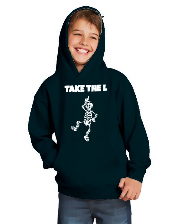 TAKE THE L DABBING Skelett Hoodie Sweatshirt mit Kapuze Gr. 116 128 140 152 164 cm Halloween