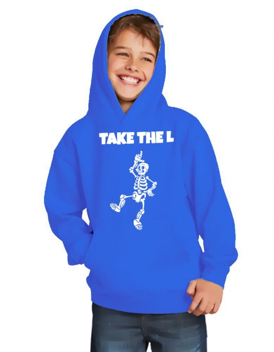 TAKE THE L DABBING Skelett Hoodie Sweatshirt mit Kapuze Gr. 116 128 140 152 164 cm Halloween