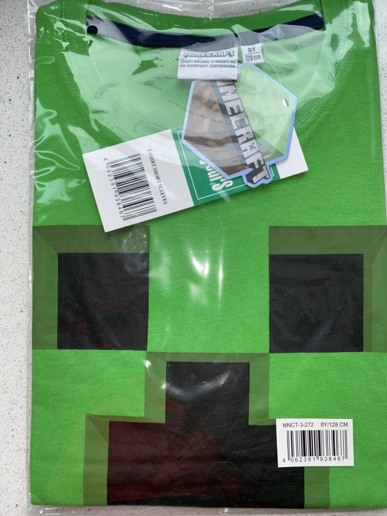 MINECRAFT T-SHIRT green LOGO Gr. 116 128 140 152 Jungen + Mädchen Kinder