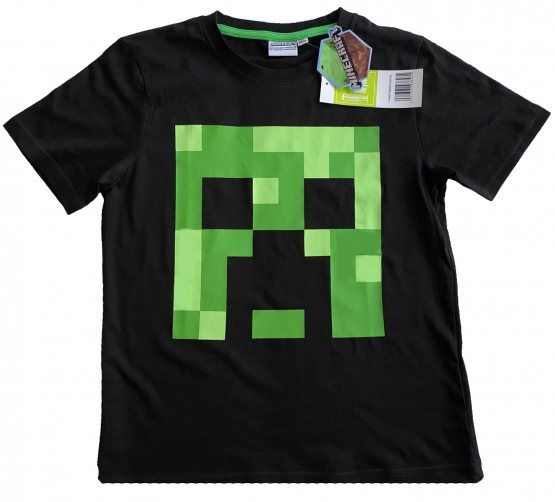 MINECRAFT KINDER T-Shirt Schwarz Logo Gr. 6 7 8 9 10 11 12 13 14 15 Jahre 116 128 140 152