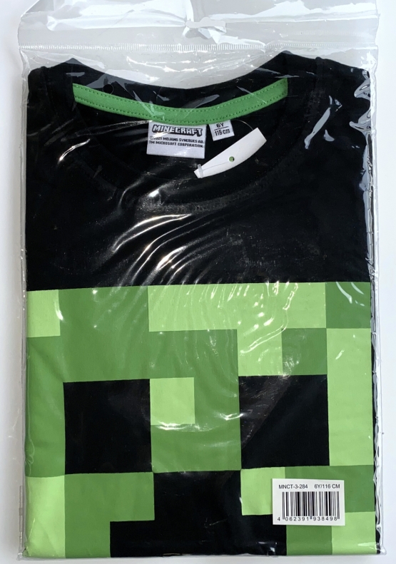 MINECRAFT KINDER T-Shirt Schwarz Logo Gr. 6 7 8 9 10 11 12 13 14 15 Jahre 116 128 140 152