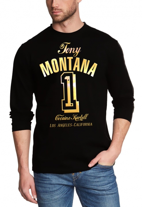 TONY MONTANA NR.1 T-SHIRT LANGARM schwarz