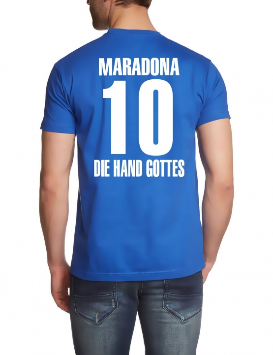 MARADONA Die Hand Gottes T-SHIRT royalblau