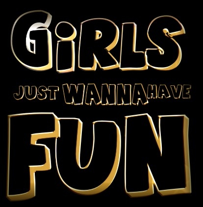 GIRLS just wanna have FUN girly T-SHIRT schwarz/gold S-XL