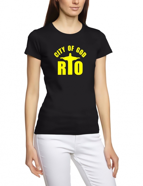 RIO city of GOD GIRLY T-SHIRT SCHWARZ