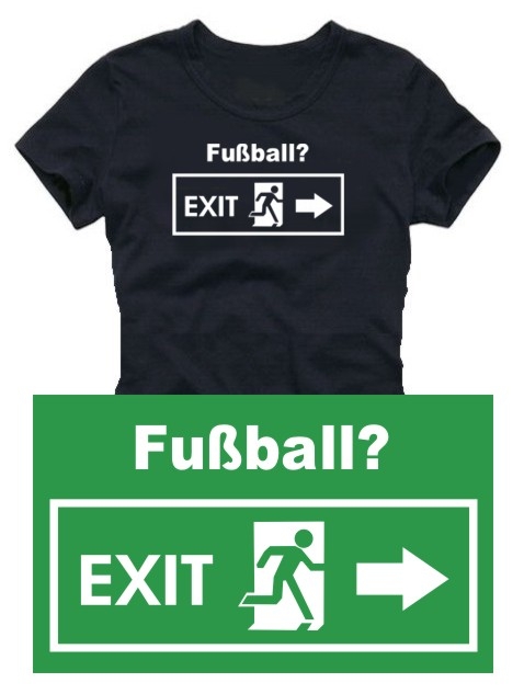 Girly T-Shirt Schwarz Notausgang Fußball