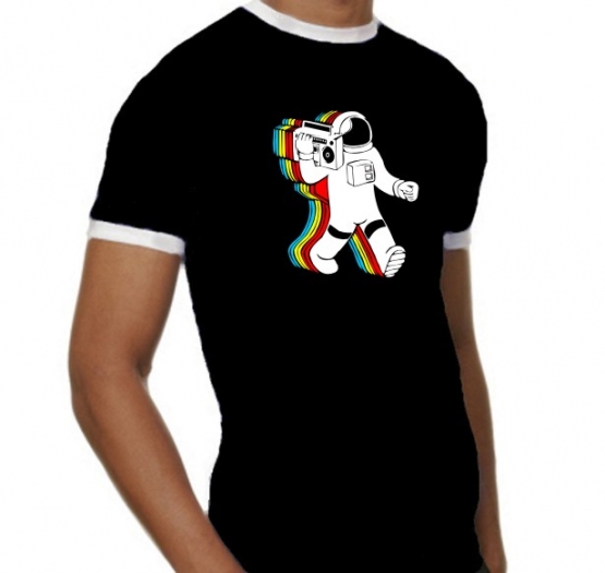 Funky Astronaut contrast T-SHIRT schwarz