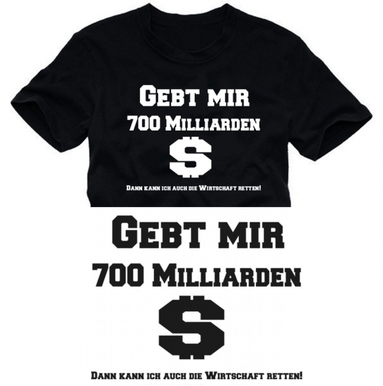 T-SHIRT zur Finanzkrise SCHWARZ S M L XL XXL XXXL