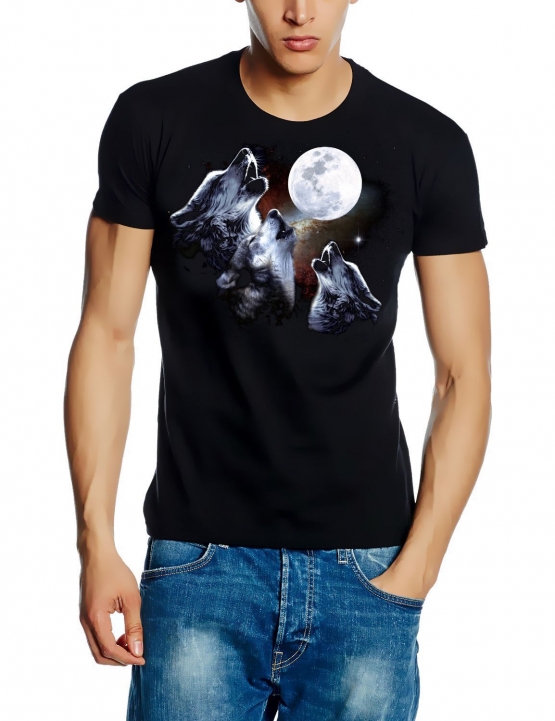 THREE MOON WOLF -T-SHIRT SHIRT 3MOONWOLF