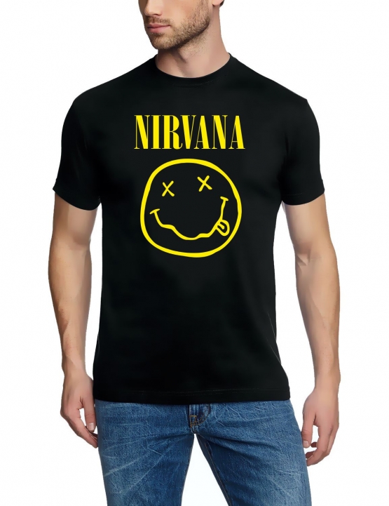 NIRVANA smiley TSHIRT S M L XL SCHWARZ