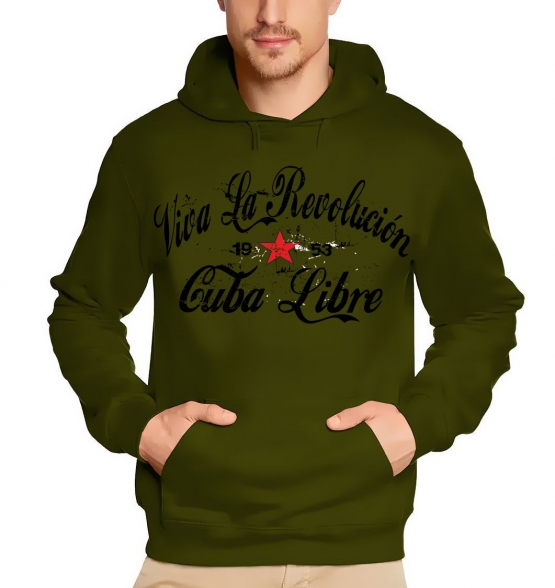 VIVA LA REVOLUTION oliv/schwarz  KAPUZEN SWEATSHIRT KUBA