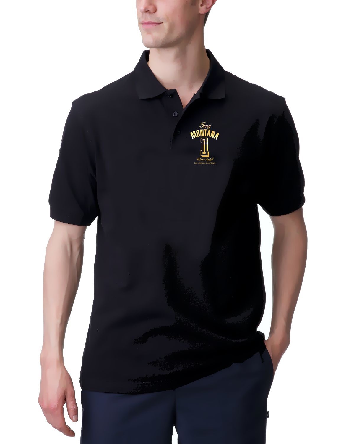 TONY MONTANA POLO T-SHIRT Nr.1 POLOSHIRT DRUCK HINTEN