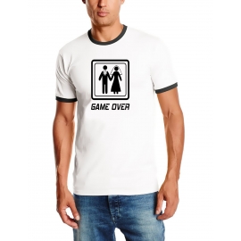 GAME OVER T-SHIRT RINGER S M L XL XXL