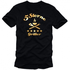 5 Sterne Griller - GRILL SHIRT - BBQ - grillen SCHWARZ / GOLD