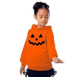 Halloween Sweatshirt Kinder + Erwachsene HOODIE Kürbis Orange-schwarz