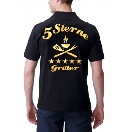 5 Sterne Griller - POLOSHIRT Druck vorne + hinten !