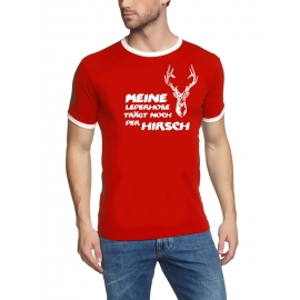 Meine Lederhose trägt noch der Hirsch ! Ringer T-Shirt S - XXL v