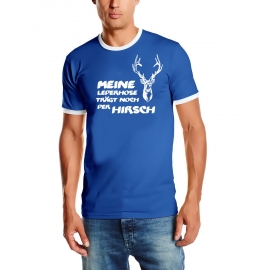 Meine Lederhose trägt noch der Hirsch ! Ringer T-Shirt S - XXL v