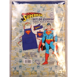 Grillschürze SUPERMAN 3 Teile Set mit Grillhandschuh und Topflap