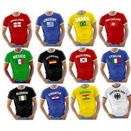 WM 2014 Fußball alle Nationen T-Shirt Ringer S-XXL Div. Farben