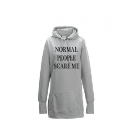 NORMAL PEOPLE SCARE ME ! Long Hoodie diverse Farben Gr.XS S M L