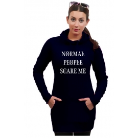 NORMAL PEOPLE SCARE ME ! Long Hoodie diverse Farben Gr.XS S M L