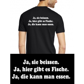 Anglershirt! Ja sie beissen, ja, hier gibt es Fische T-Shirt! S 