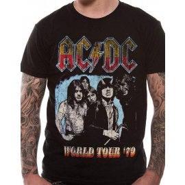 AC/DC WORLD TOUR 1979 - NEU - T-SHIRT, Schwarz - S M L XL