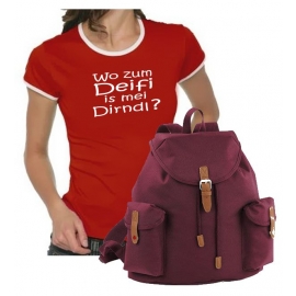 Oktoberfest T-Shirt + Vintage Rucksack ! Wo zum Deifi is mei Dir