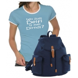 Oktoberfest T-Shirt + Vintage Rucksack ! Wo zum Deifi is mei Dir