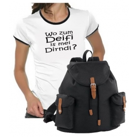 Oktoberfest T-Shirt + Vintage Rucksack ! Wo zum Deifi is mei Dir