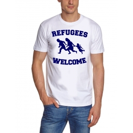 REFUGEES WELCOME ! T-Shirt Flüchtlinge, Asyl schwarz, dunkelblau