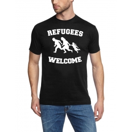 REFUGEES WELCOME ! T-Shirt Flüchtlinge, Asyl schwarz, dunkelblau