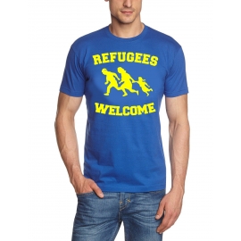 REFUGEES WELCOME ! T-Shirt Flüchtlinge, Asyl schwarz, dunkelblau