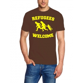 REFUGEES WELCOME ! T-Shirt Flüchtlinge, Asyl schwarz, dunkelblau