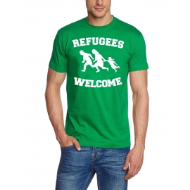 REFUGEES WELCOME ! T-Shirt Flüchtlinge, Asyl schwarz, dunkelblau