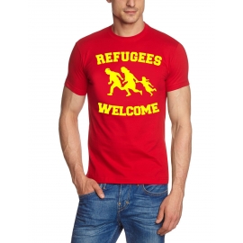 REFUGEES WELCOME ! T-Shirt Flüchtlinge, Asyl schwarz, dunkelblau