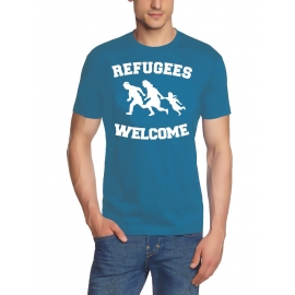 REFUGEES WELCOME ! T-Shirt Flüchtlinge, Asyl schwarz, dunkelblau