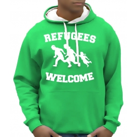 REFUGEES WELCOME ! Sweatshirt mit Kapuze HOODIE Flüchtlinge, sch