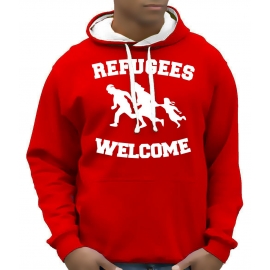 REFUGEES WELCOME ! Sweatshirt mit Kapuze HOODIE Flüchtlinge, sch