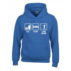 EAT SLEEP LONGBOARD Kinder Sweatshirt mit Kapuze HOODIE Kids Gr.