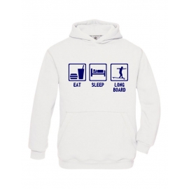 EAT SLEEP LONGBOARD Kinder Sweatshirt mit Kapuze HOODIE Kids Gr.