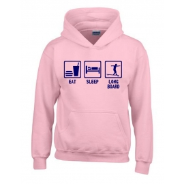 EAT SLEEP LONGBOARD Kinder Sweatshirt mit Kapuze HOODIE Kids Gr.