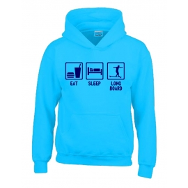 EAT SLEEP LONGBOARD Kinder Sweatshirt mit Kapuze HOODIE Kids Gr.