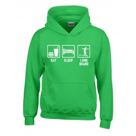 EAT SLEEP LONGBOARD Kinder Sweatshirt mit Kapuze HOODIE Kids Gr.