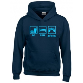 EAT SLEEP PLAYSI Kinder Sweatshirt mit Kapuze HOODIE Kids Gr.128