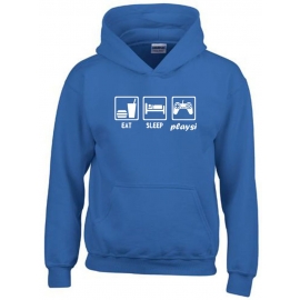 EAT SLEEP PLAYSI Kinder Sweatshirt mit Kapuze HOODIE Kids Gr.128