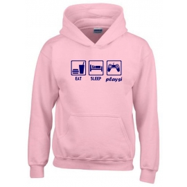 EAT SLEEP PLAYSI Kinder Sweatshirt mit Kapuze HOODIE Kids Gr.128