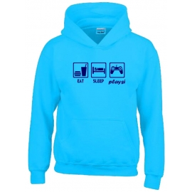 EAT SLEEP PLAYSI Kinder Sweatshirt mit Kapuze HOODIE Kids Gr.128