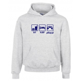 EAT SLEEP PLAYSI Kinder Sweatshirt mit Kapuze HOODIE Kids Gr.128